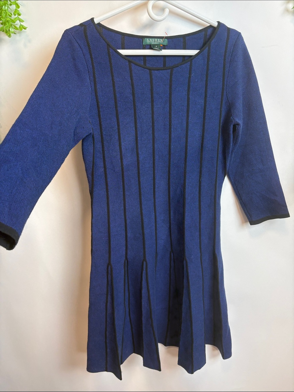 Ralph Lauren Royal Blue Knit Dress with Black Trim